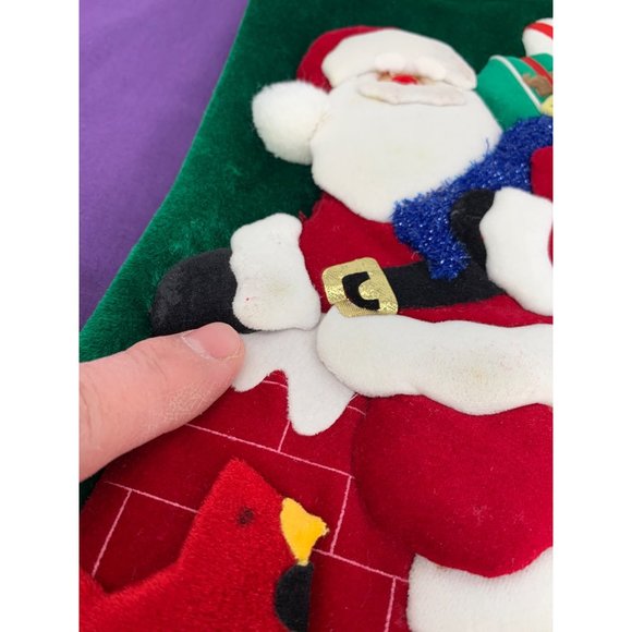 Felted Vintage Christmas stocking handmade Santa Climbing into Chimney - Picture 11 of 12